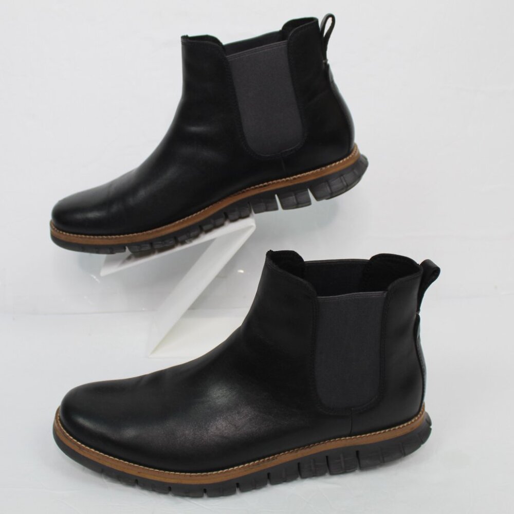 COLE HAAN Mens Black Pull Tab Zerogrand Waterproof Platform Chelsea Boots 11.5 - Picture 2 of 10